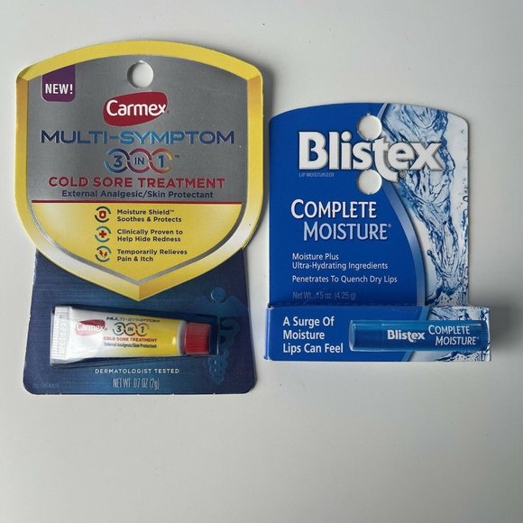 Carmex Multi-Symptom 3In1 ColdSore Treatment & BLISTEX BUNDLE 9 10 1112 EXP4/22 - Picture 1 of 2